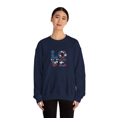 Patriotic Love Sweatshirt | Unisex Crewneck, Cozy Top for Celebrations, Gifts, Independence Day, Casual Style, Everyday Comfort