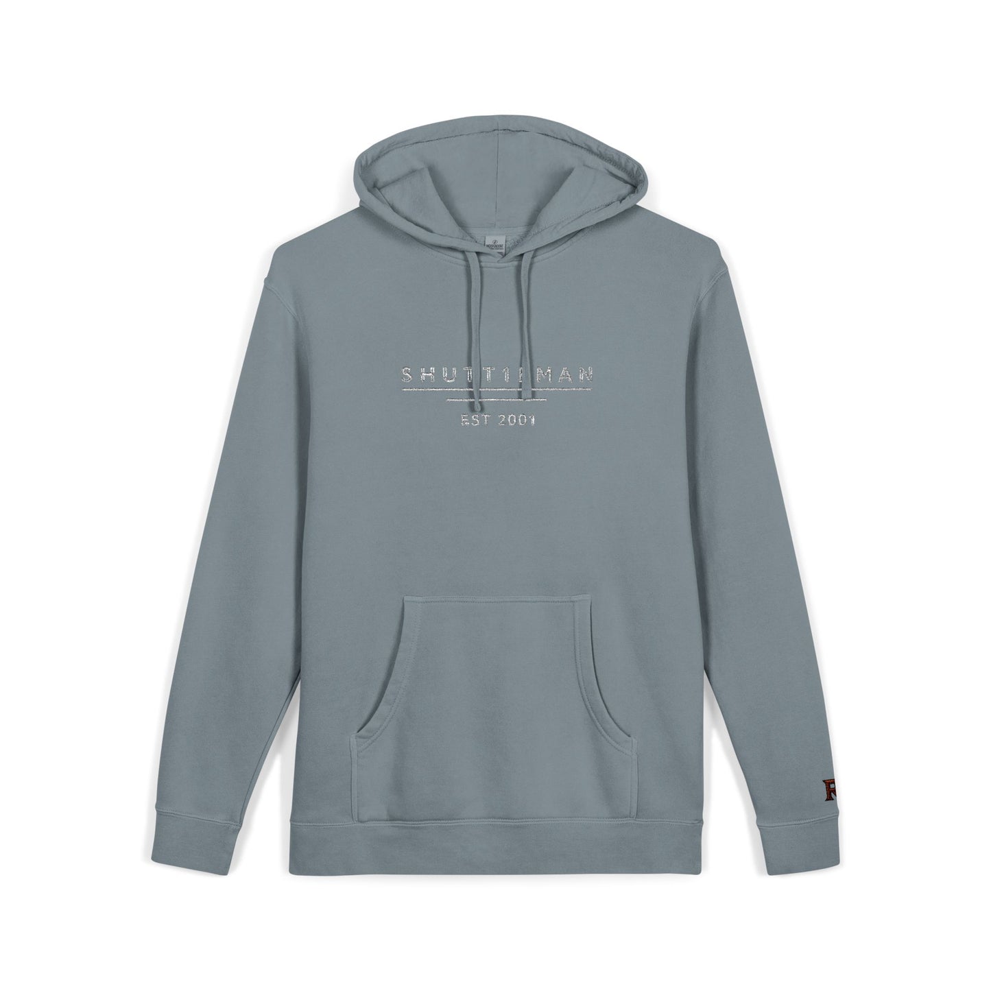Shutt1eman Embroided Vintage Pigment Black-Dyed Hoodie
