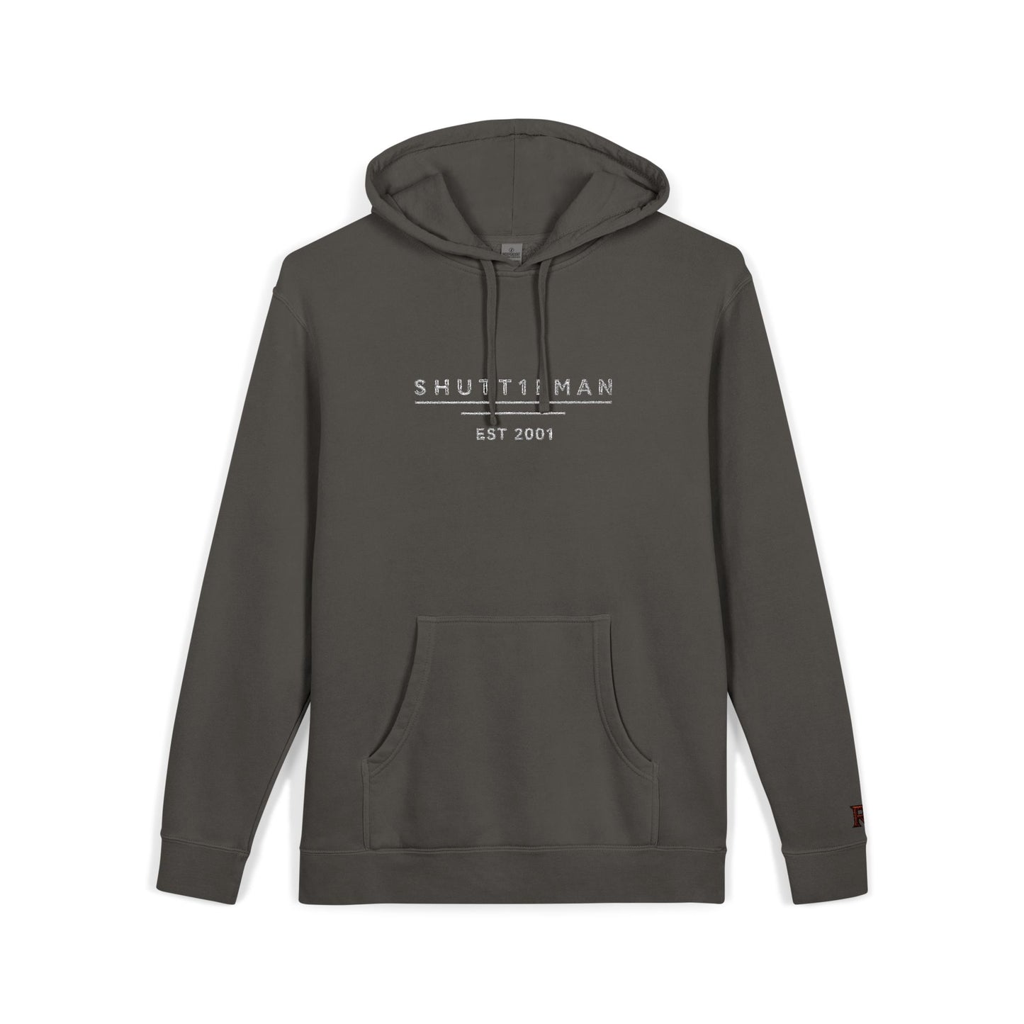 Shutt1eman Embroided Vintage Pigment Black-Dyed Hoodie