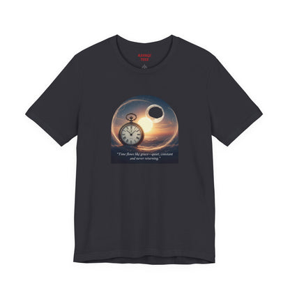 Time Flows Like Grace Cosmic Time Short Sleeve Tee, Celestial T-Shirt, Space Lover Gift, Astrology Shirt, Motivational Tee, Moon Phase Apparel