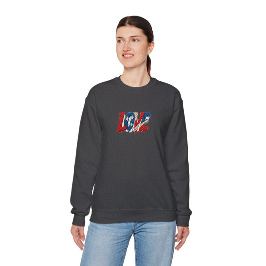 Patriotic Love Sweatshirt | Unisex Crewneck, Cozy Top for Celebrations, Gifts, Independence Day, Casual Style, Everyday Comfort