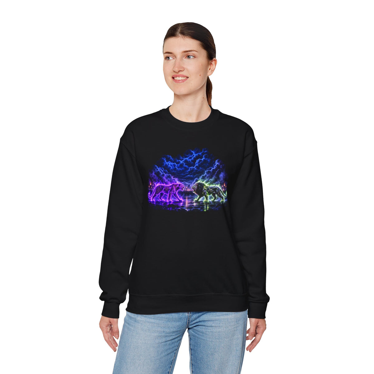 Neon Nebula Predator Clash Graphic Sweatshirt