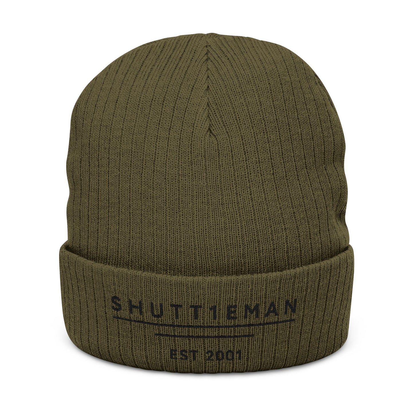 Embroidered Ribbed Beanie — SHUTTIEMAN EST 2001 Knit Hat