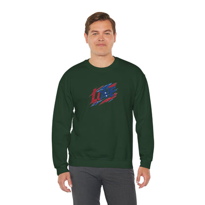 Patriotic Love Sweatshirt | Unisex Crewneck, Cozy Top for Celebrations, Gifts, Independence Day, Casual Style, Everyday Comfort