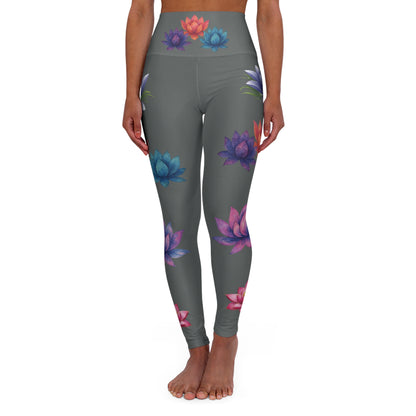 Watercolor Lotus High Waisted Yoga Leggings