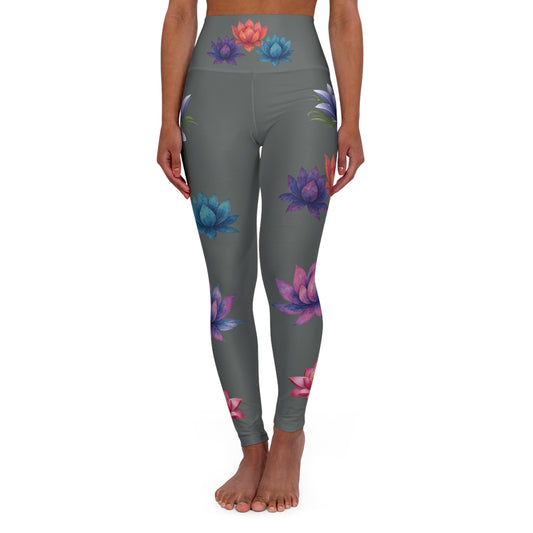 Watercolor Lotus High Waisted Yoga Leggings