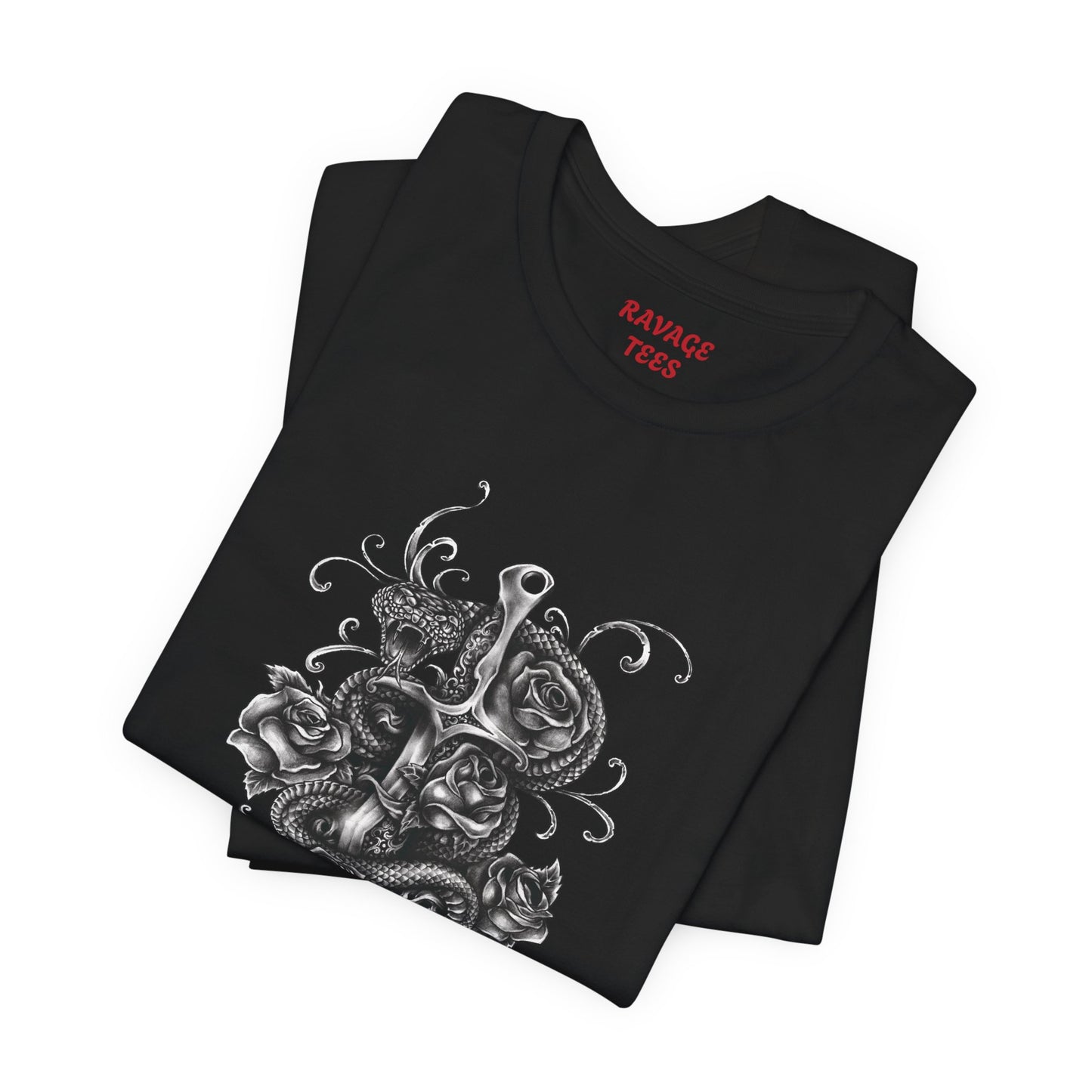 Snake & Dagger Tee: Edgy Unisex Tattoo-Style Graphic Shirt