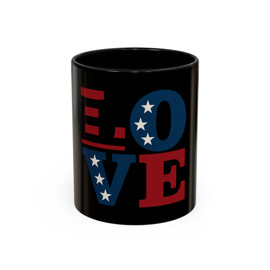 Patriotic Love Coffee Mug | 11 & 15oz Ceramic Cup | Perfect for Independence Day, Valentine's Day, and Everyday Use