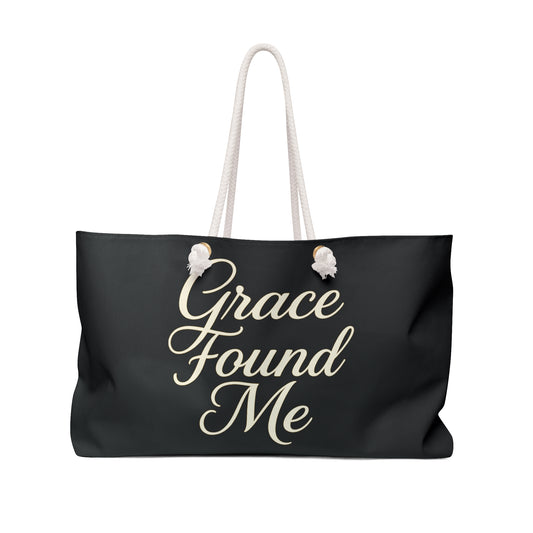 Grace Found Me Weekender Bag – Inspirational Christian Travel Tote, Faith-Based Gift, Spiritual Carryall for Weekend Getaways, Church Retreats, and Everyday Essentials