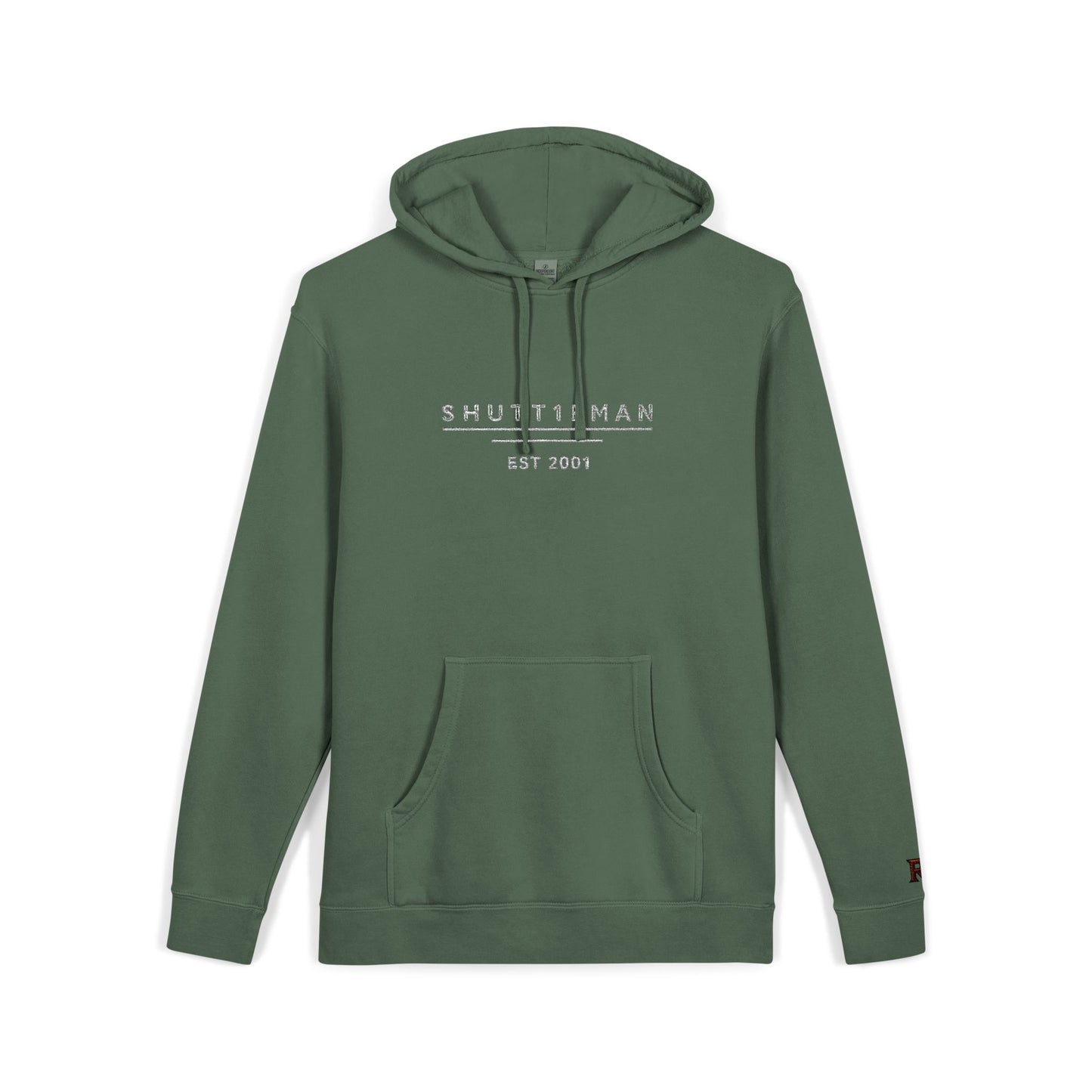 Shutt1eman Embroided Vintage Pigment Black-Dyed Hoodie