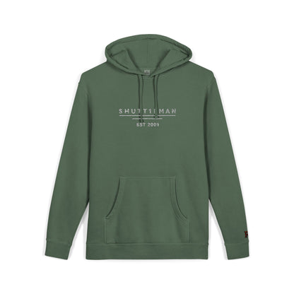 Shutt1eman Embroided Vintage Pigment Black-Dyed Hoodie