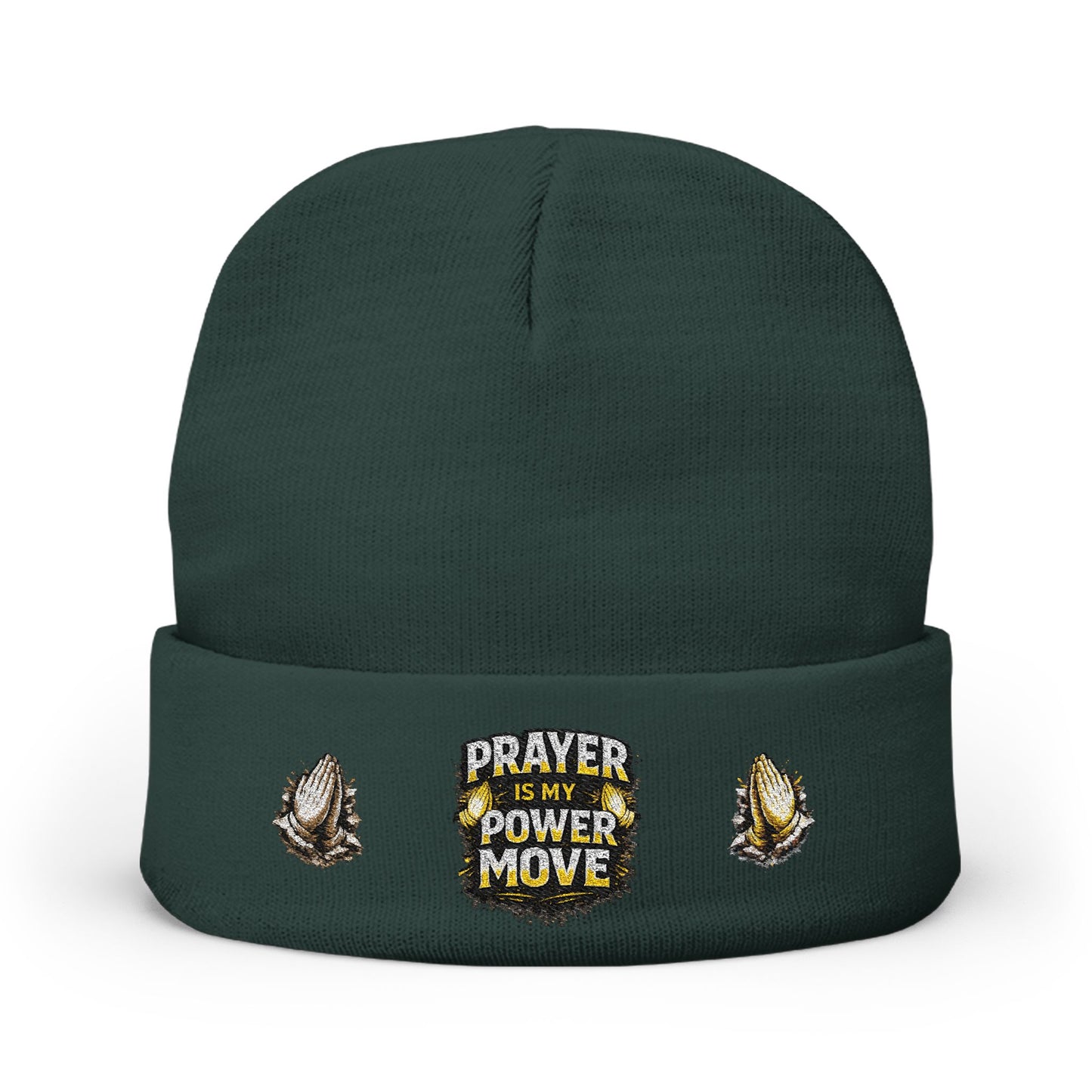 Prayer Is My Power Move Beanie — Knit Embroidered Winter Hat