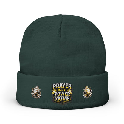 Prayer Is My Power Move Beanie — Knit Embroidered Winter Hat