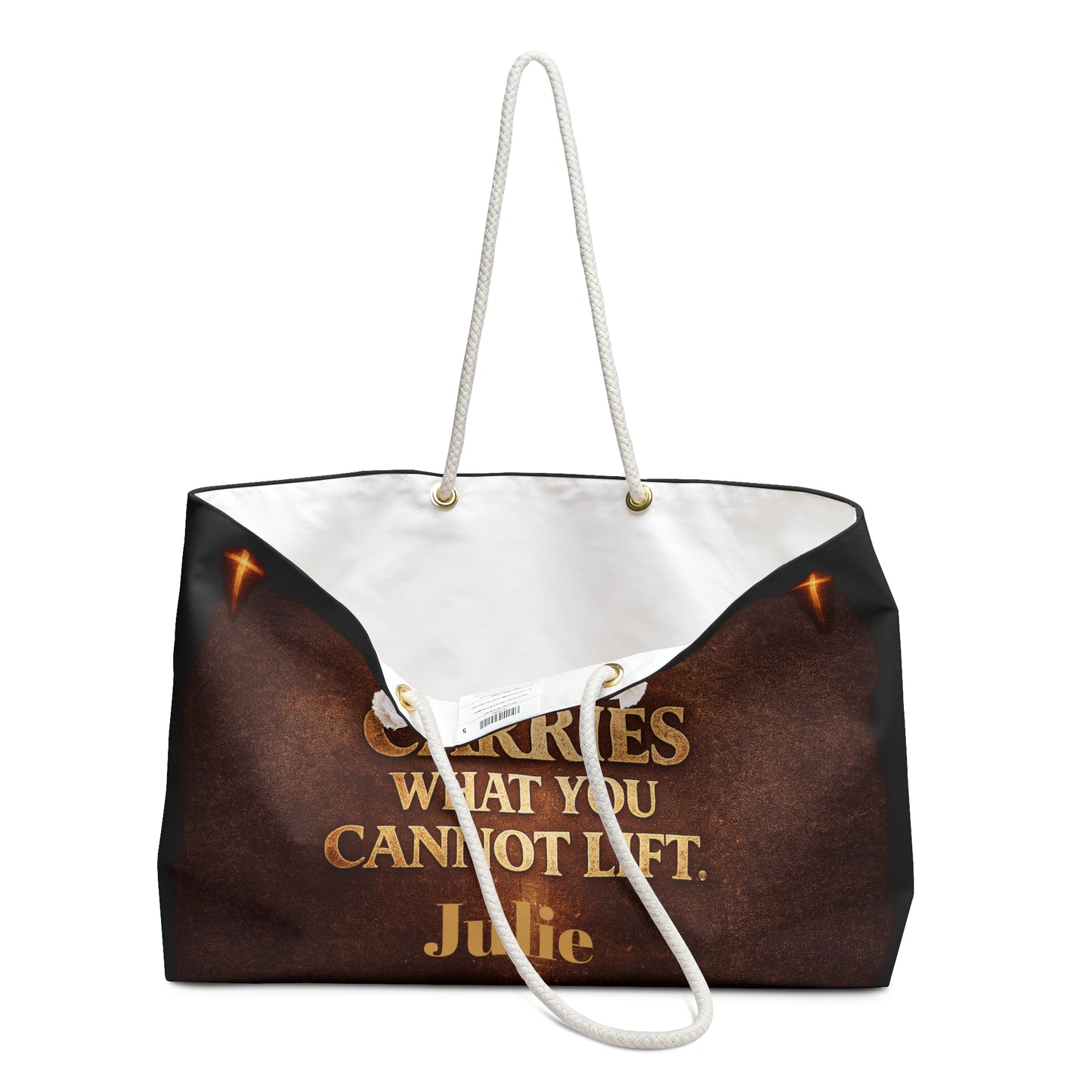 God Carries What You Cannot Lift Weekender Bag — Inspirational Christian Travel Tote