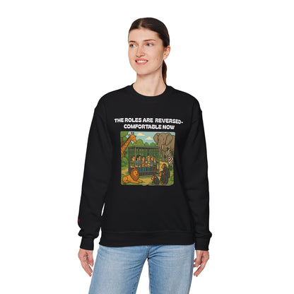 Reversal of Roles-Fun Animal Crewneck Sweatshirt, Unisex Sweatshirt