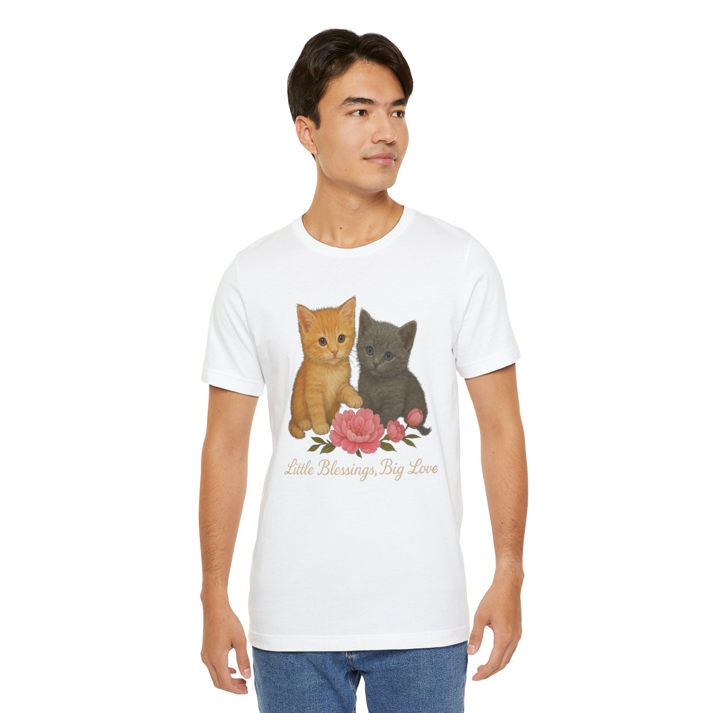 Cute Cat Graphic Tee, Casual Unisex Shirt
