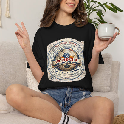 World Cup 2026 Vintage Soccer T-Shirt — USA Canada Mexico Tournament Tee