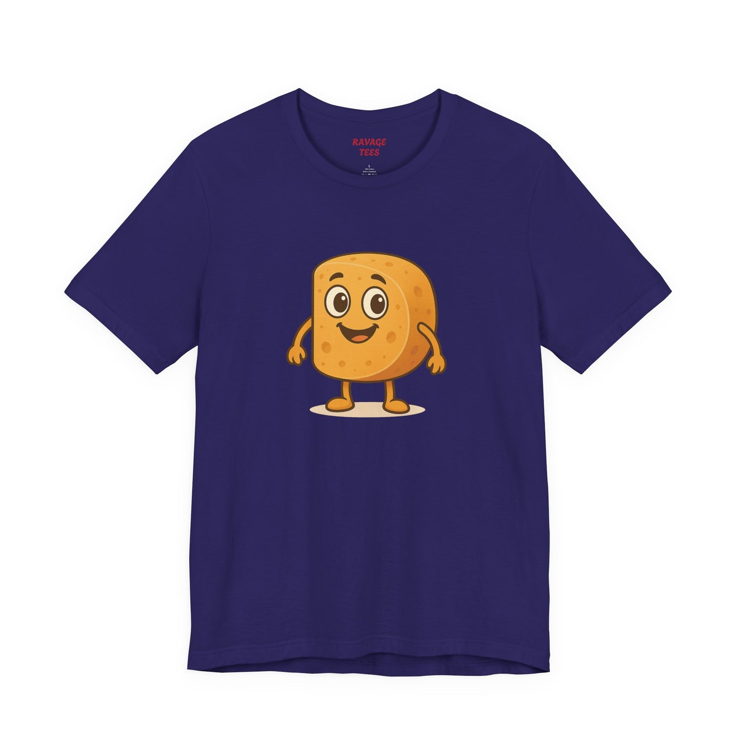 Happy Cheesy Square Character T-Shirt | Cute Cartoon Cheese Tee