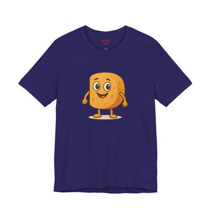 Happy Cheesy Square Character T-Shirt | Cute Cartoon Cheese Tee