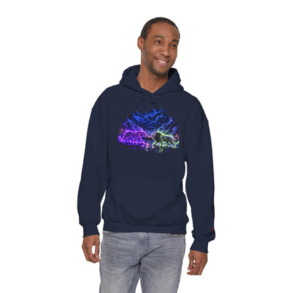 Neon Nebula Predator Clash Graphic Graphic Hoodie