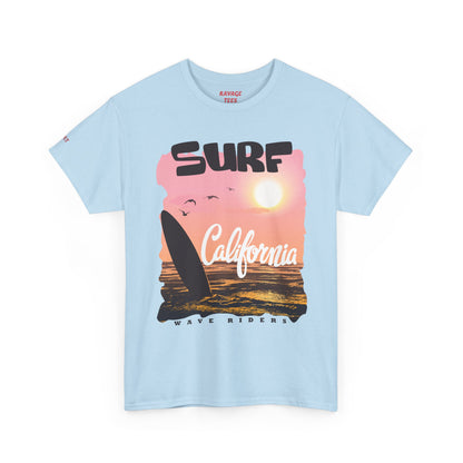 Surf California Suns Unisex Heavy Cotton Teet T-Shirt | Wave Riders Graphic Tee | Ravage Tees Beach & Surf Collection