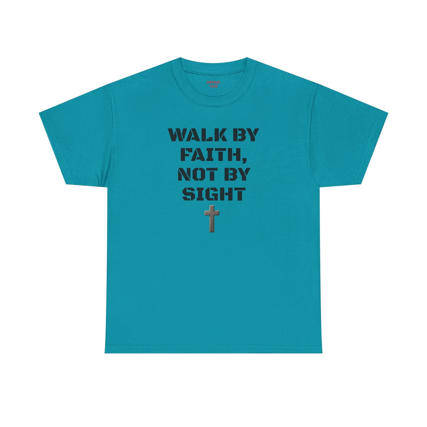 "Walk By Faith" Tee: Christian Bible Verse Unisex Heavy Cotton Shirt