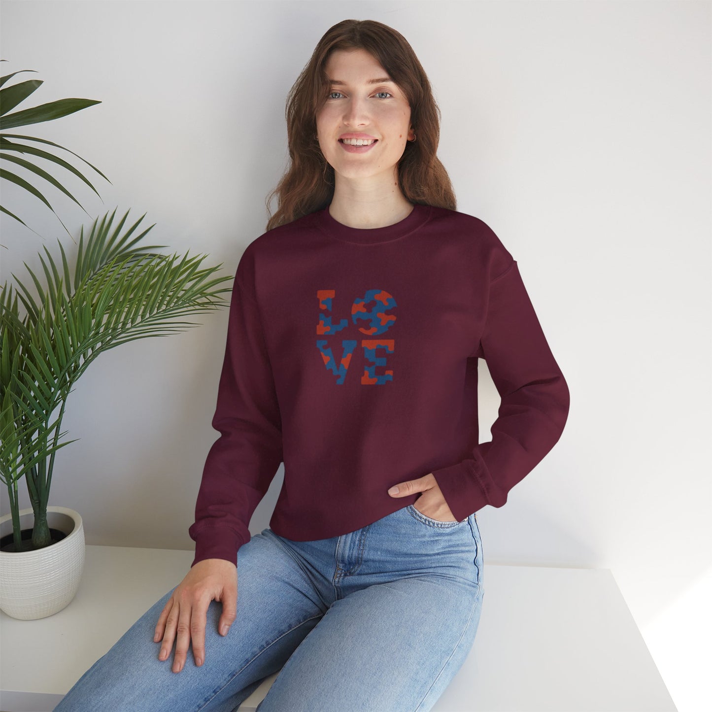 Patriotic Love Sweatshirt | Unisex Crewneck, Cozy Top for Celebrations, Gifts, Independence Day, Casual Style, Everyday Comfort