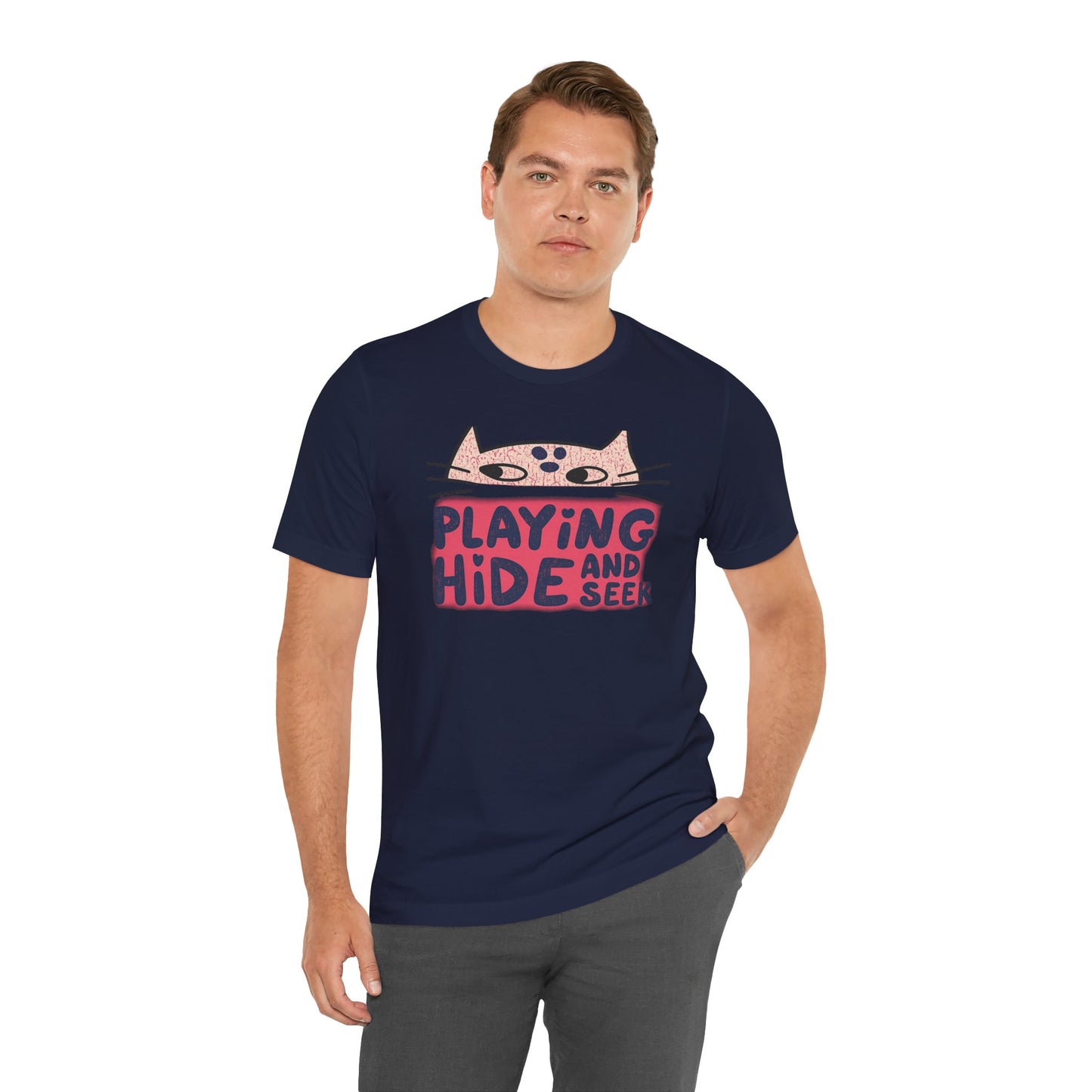 Playing Hide and Seek Cat T-Shirt — Cute Graphic Tee for Cat Lovers