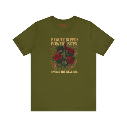 "Beauty Bleeds" Tee: Dark Aesthetic Unisex Graphic T-Shirt