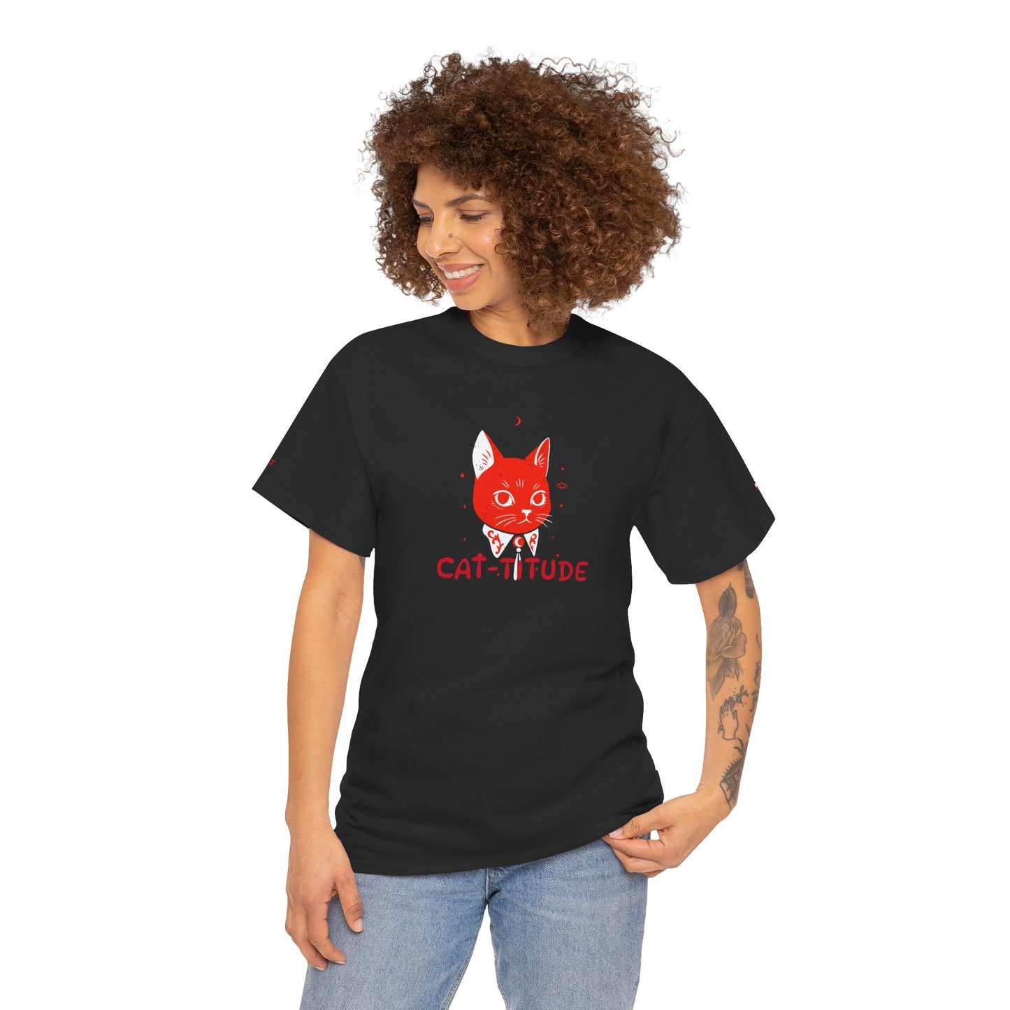 CAT-TITUDE Unisex Heavy Cotton Tee | Funny Cat Shirt