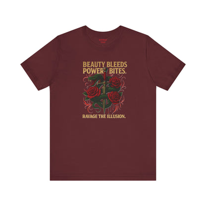 "Beauty Bleeds" Tee: Dark Aesthetic Unisex Graphic T-Shirt