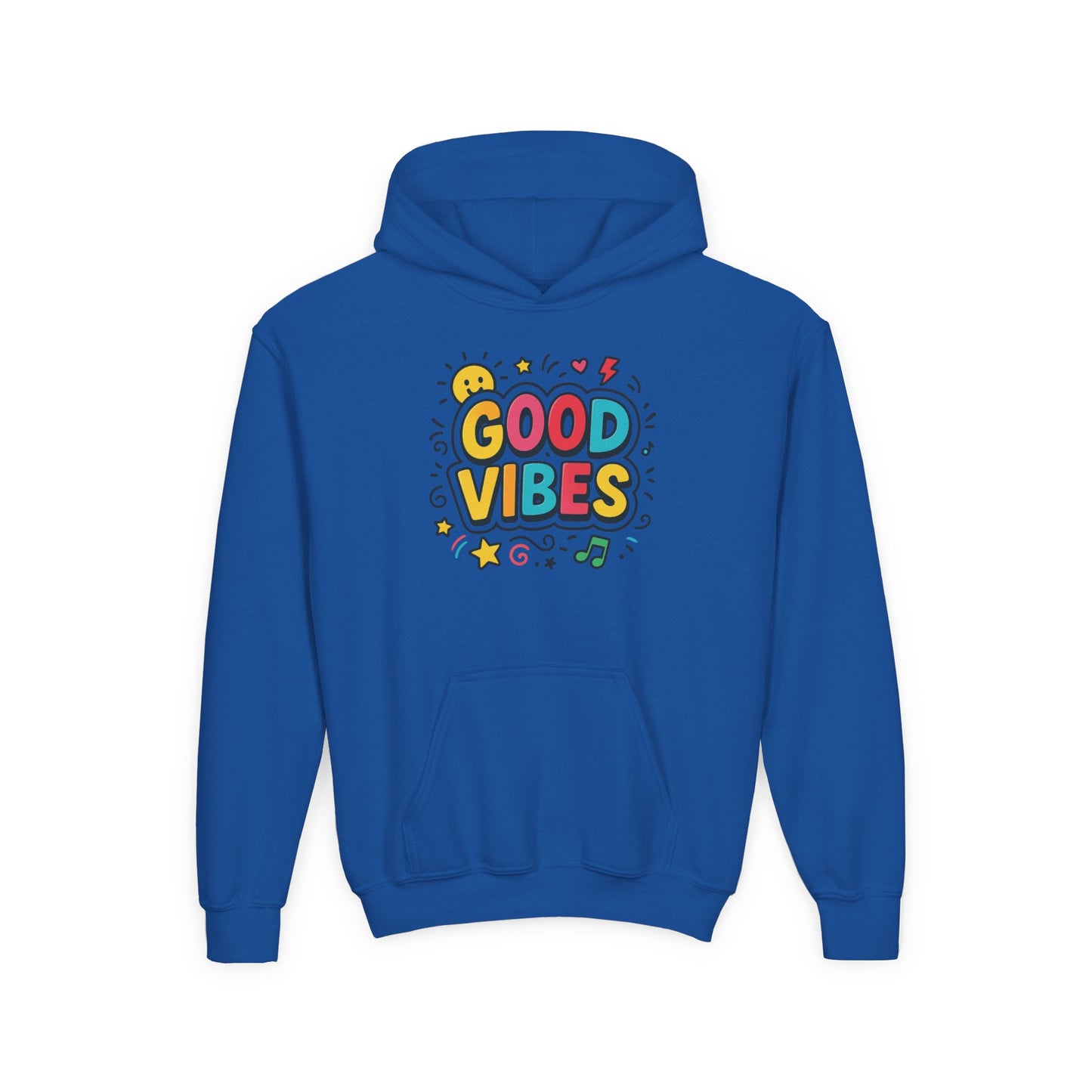Kids Good Vibes Hoodie – Fun Graphic Sweatshirt with Positive Message, Cozy Casual Outfit, Birthday Gift for Children