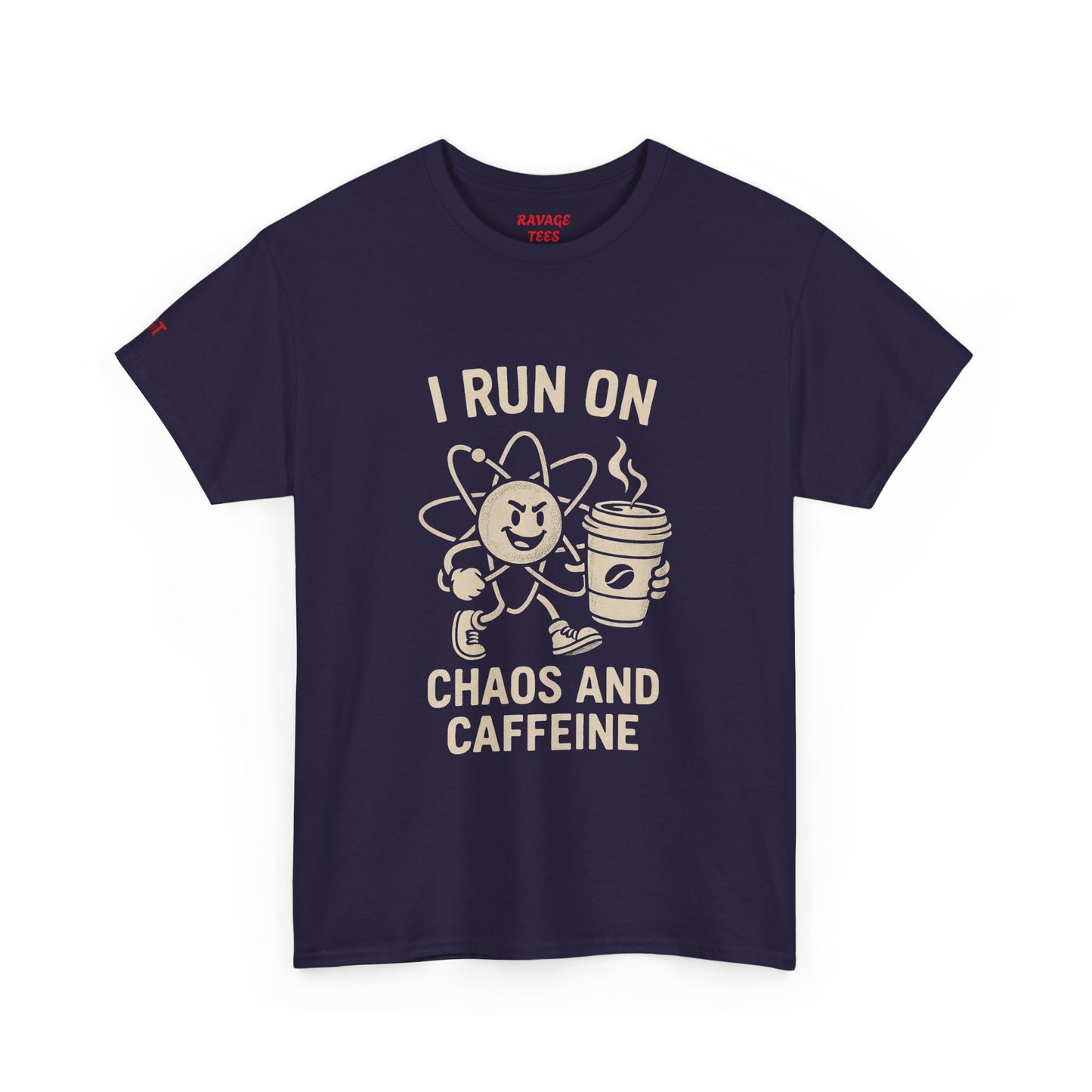 Coffee Lover's Unisex Tee - I Run on Chaos and Caffeine, Funny T-Shirt, Gift for Coffee Enthusiasts, Casual Wear, Relaxed Fit