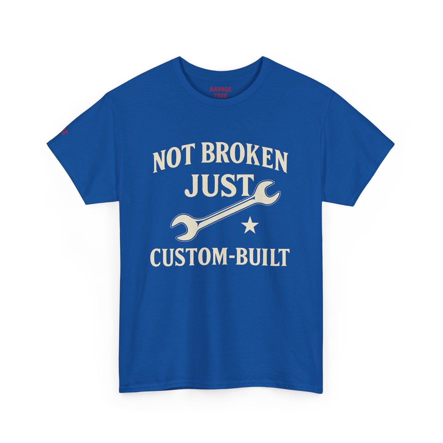 Not Broken Just Custom-Built Unisex Tee – Funny Mechanic T-Shirt, DIY Enthusiast Gift, Casual Workwear Shirt