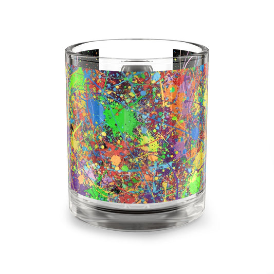 Chaos in Motion Vibrant Art Glass Mug | Colorful Splatter Design Coffee Cup for Art Lovers