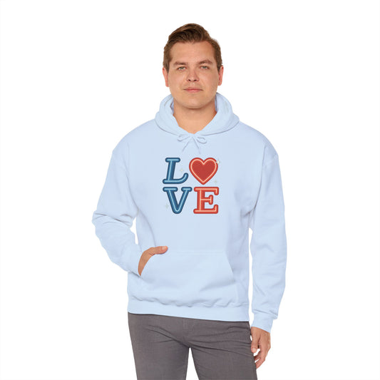 Unisex Hooded Sweatshirt with 'LOVE' Design - Cozy Gift for Friends, Valentine's Day, Casual Wear, Relaxation, Everyday Use