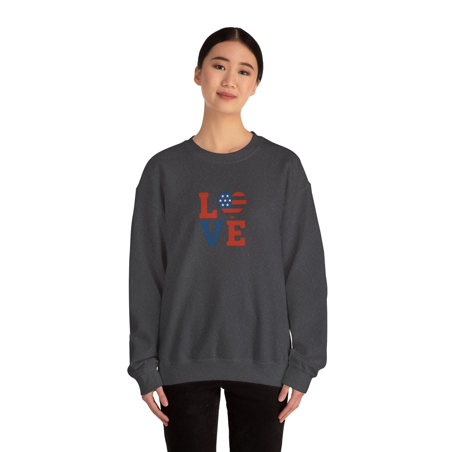 Patriotic Love Sweatshirt | Unisex Crewneck, Cozy Top for Celebrations, Gifts, Independence Day, Casual Style, Everyday Comfort