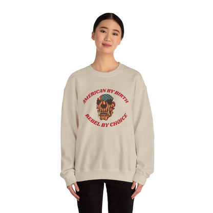 Rebel By Choice Sweatshirt, Vintage Skull Crewneck, American Pride Pullover, Gift for Biker Enthusiasts, Edgy Streetwear Fashion