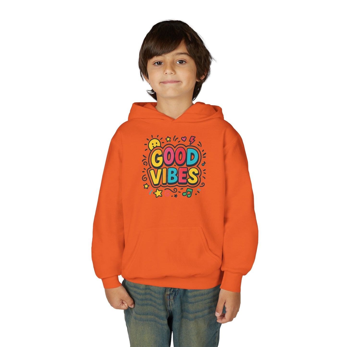 Kids Good Vibes Hoodie – Fun Graphic Sweatshirt with Positive Message, Cozy Casual Outfit, Birthday Gift for Children