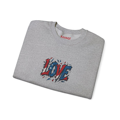 Patriotic Love Sweatshirt | Unisex Crewneck, Cozy Top for Celebrations, Gifts, Independence Day, Casual Style, Everyday Comfort