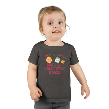 Toddler T-Shirt - My Little Angel - Made of Sugar, Spice & Sass - Cute Gift for Birthday, Baby Shower, Toddler Playdates, Everyday Wear