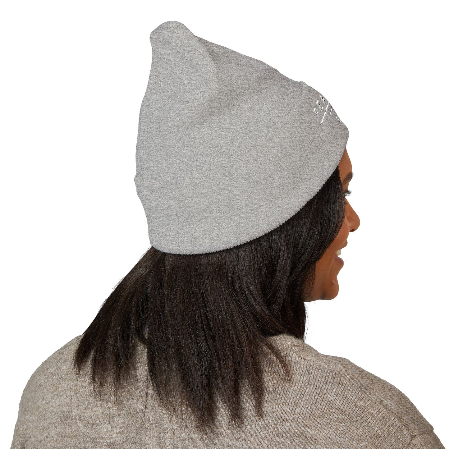 Fearless Embroidered Cuffed Beanie — Bold Black Knit Hat