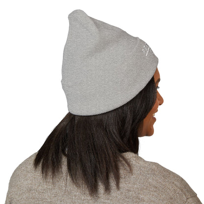 Fearless Embroidered Cuffed Beanie — Bold Black Knit Hat