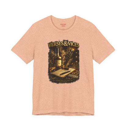 Verses & Vices Tee — Vintage Whiskey & Notebook Graphic T-Shirt