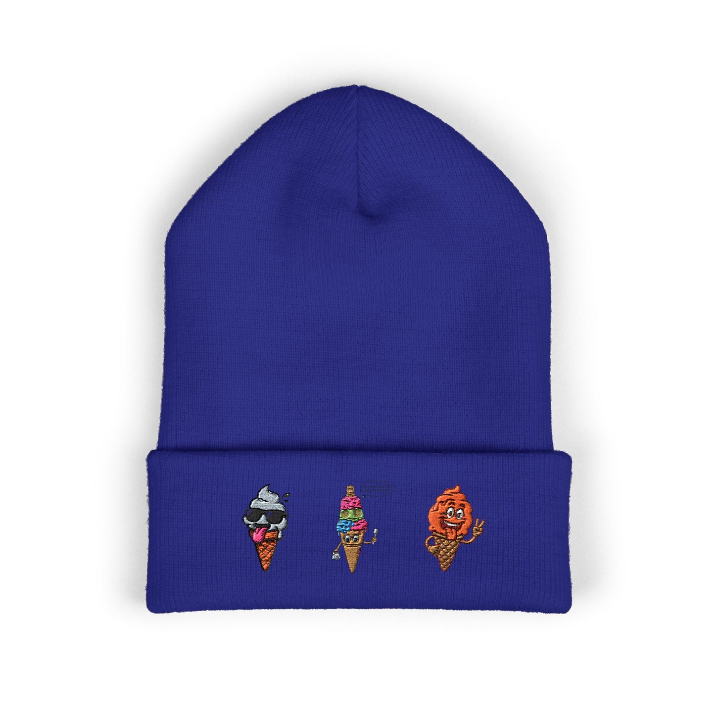 Ice Cream Cuffed Beanie with Fun Embroidery