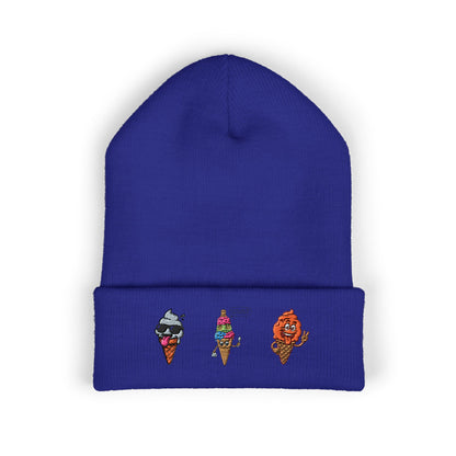 Ice Cream Cuffed Beanie with Fun Embroidery
