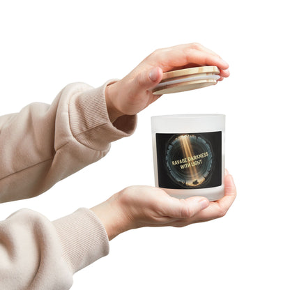 “Ravage Darkness With Light” Frosted Glass Candle 11oz