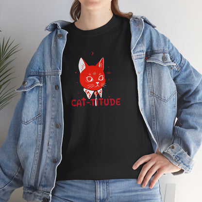 CAT-TITUDE Unisex Heavy Cotton Tee | Funny Cat Shirt
