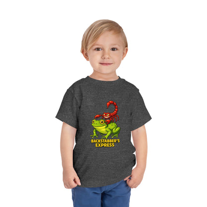 Toddler Tee — 'Backstabber's Express' Scorpion & Frog Funny Kids Shirt