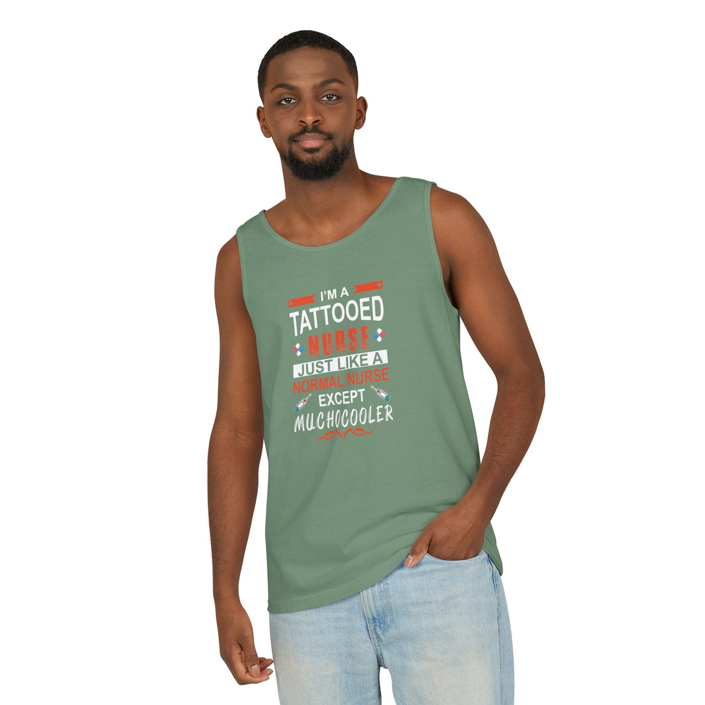 Tattooed Nurse Garment-Dyed Tank Top, Gift for Nurses, Casual Summer Wear